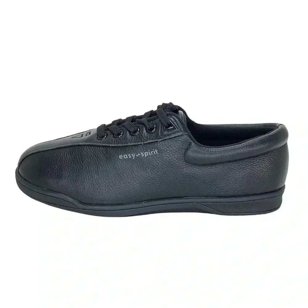 Easy Spirit Esap1 Black Leather Womens Sneakers Size 6.5W